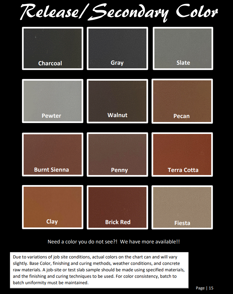 Increte Integral Color Chart